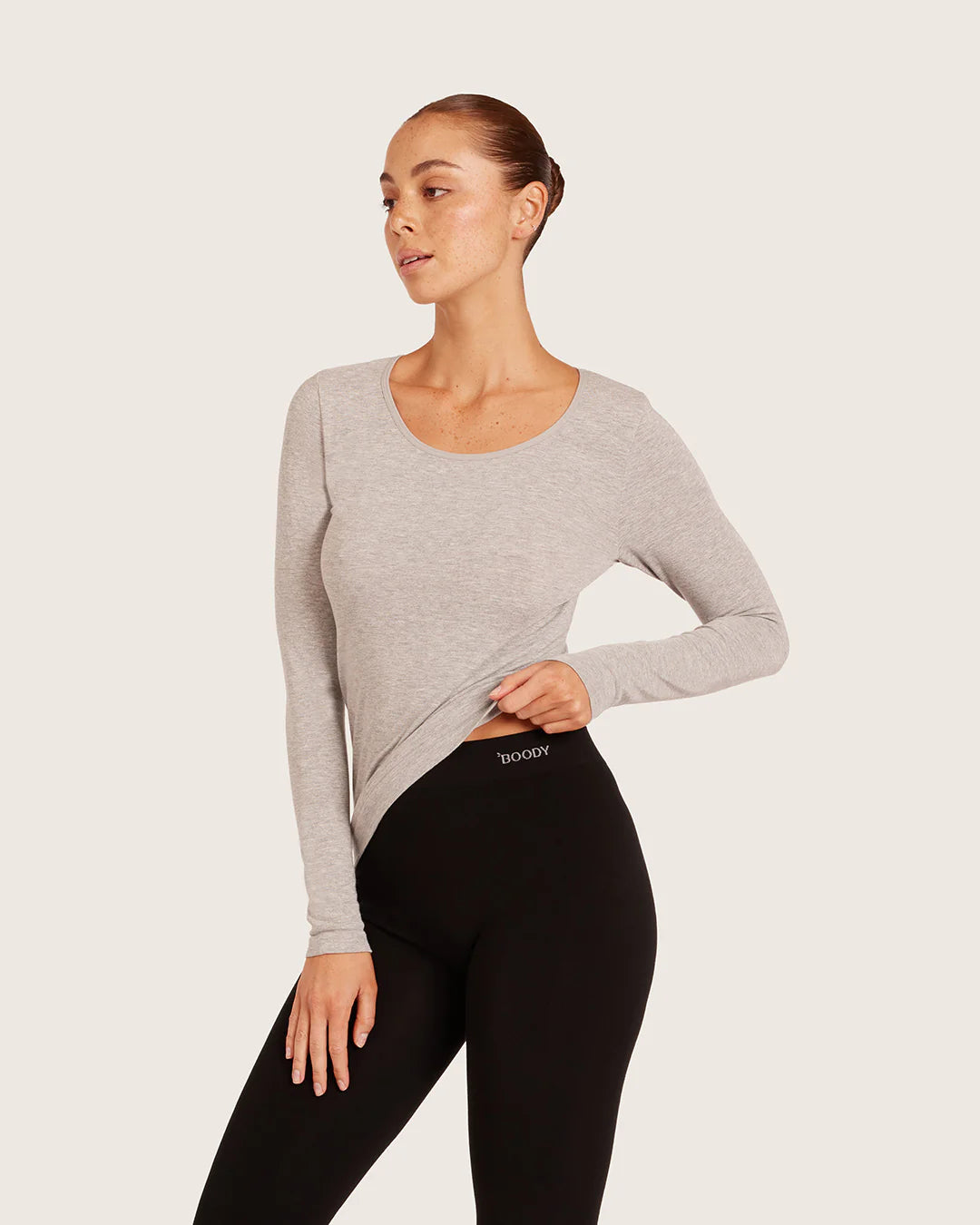 Long Sleeve Base Layer Top - Marl Grey