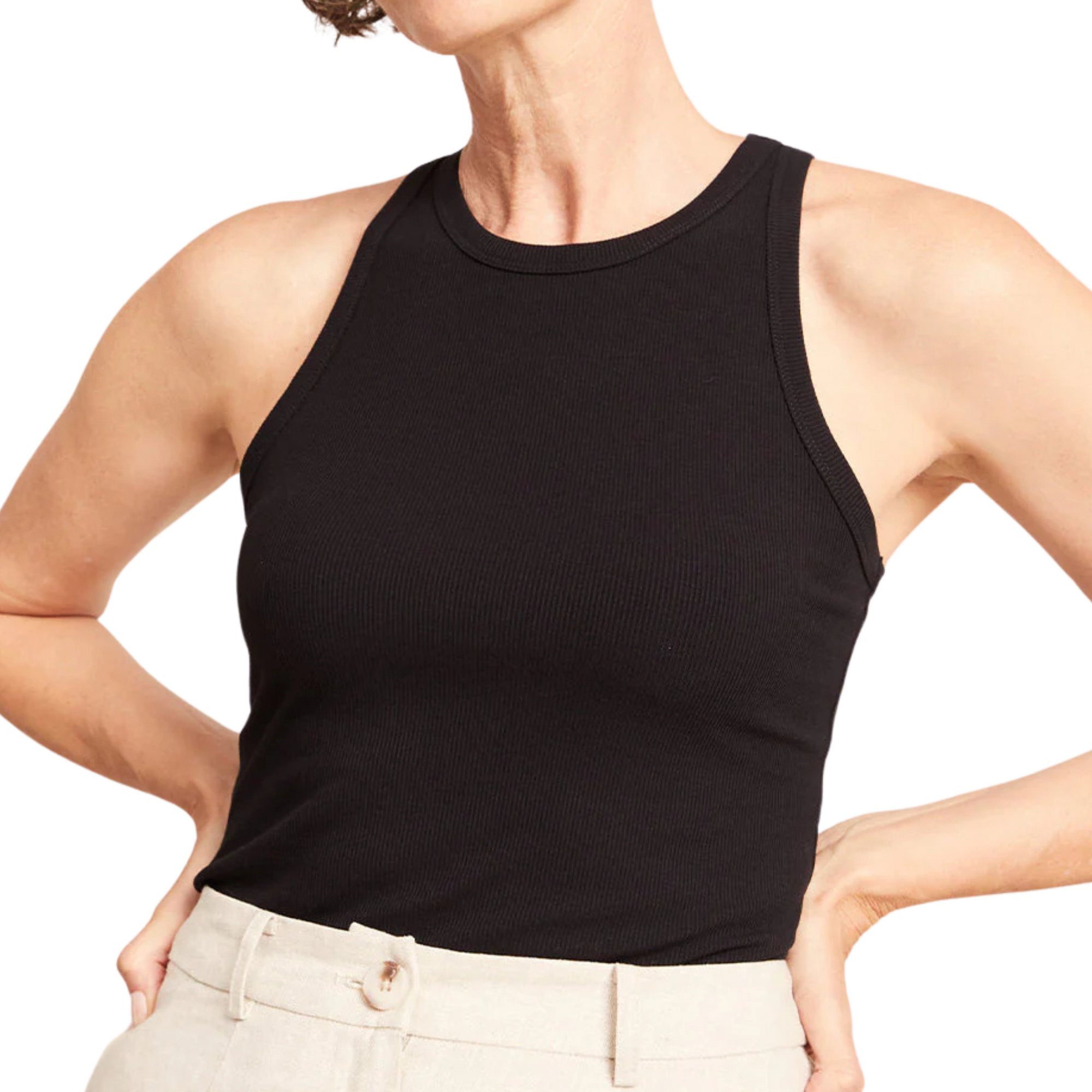 Racerback Ribbed Tank - Black