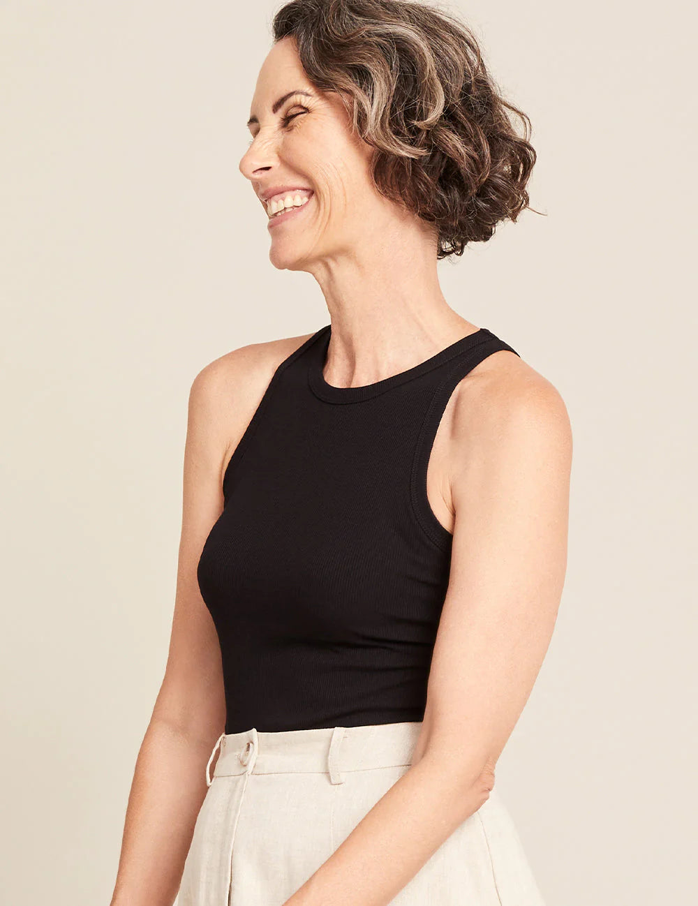 Racerback Ribbed Tank - Black
