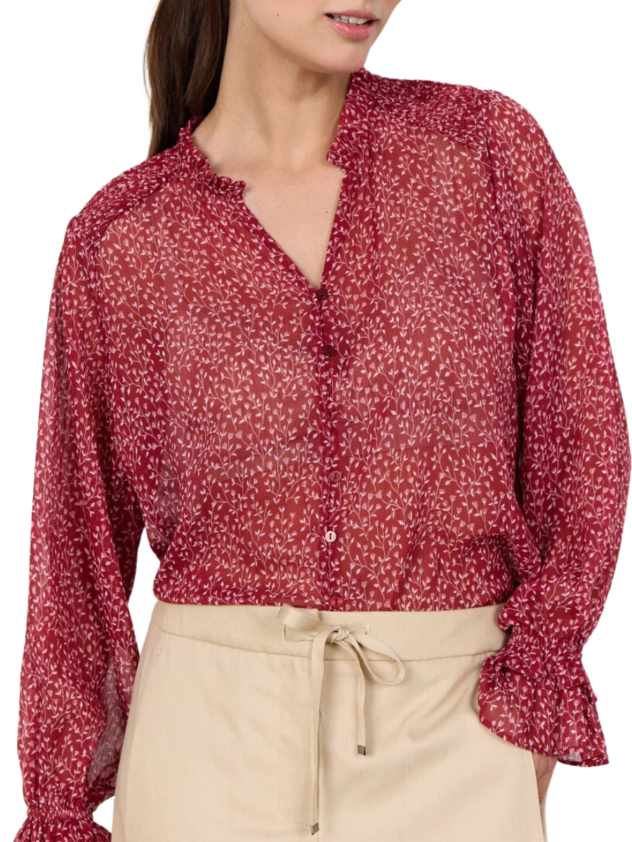 Bebbie Flutter Sleeve Blouse - Ruby Red