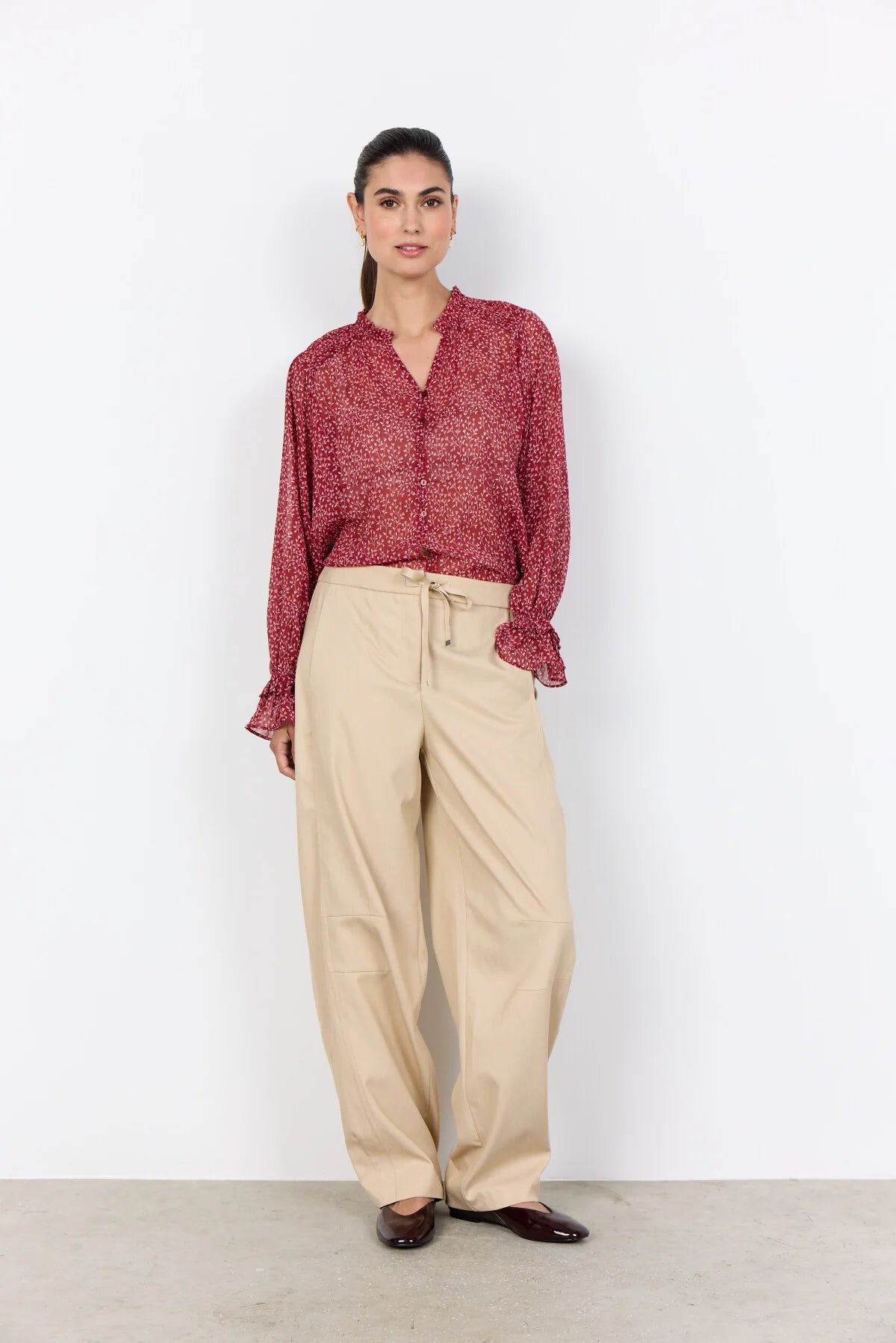 Bebbie Flutter Sleeve Blouse - Ruby Red