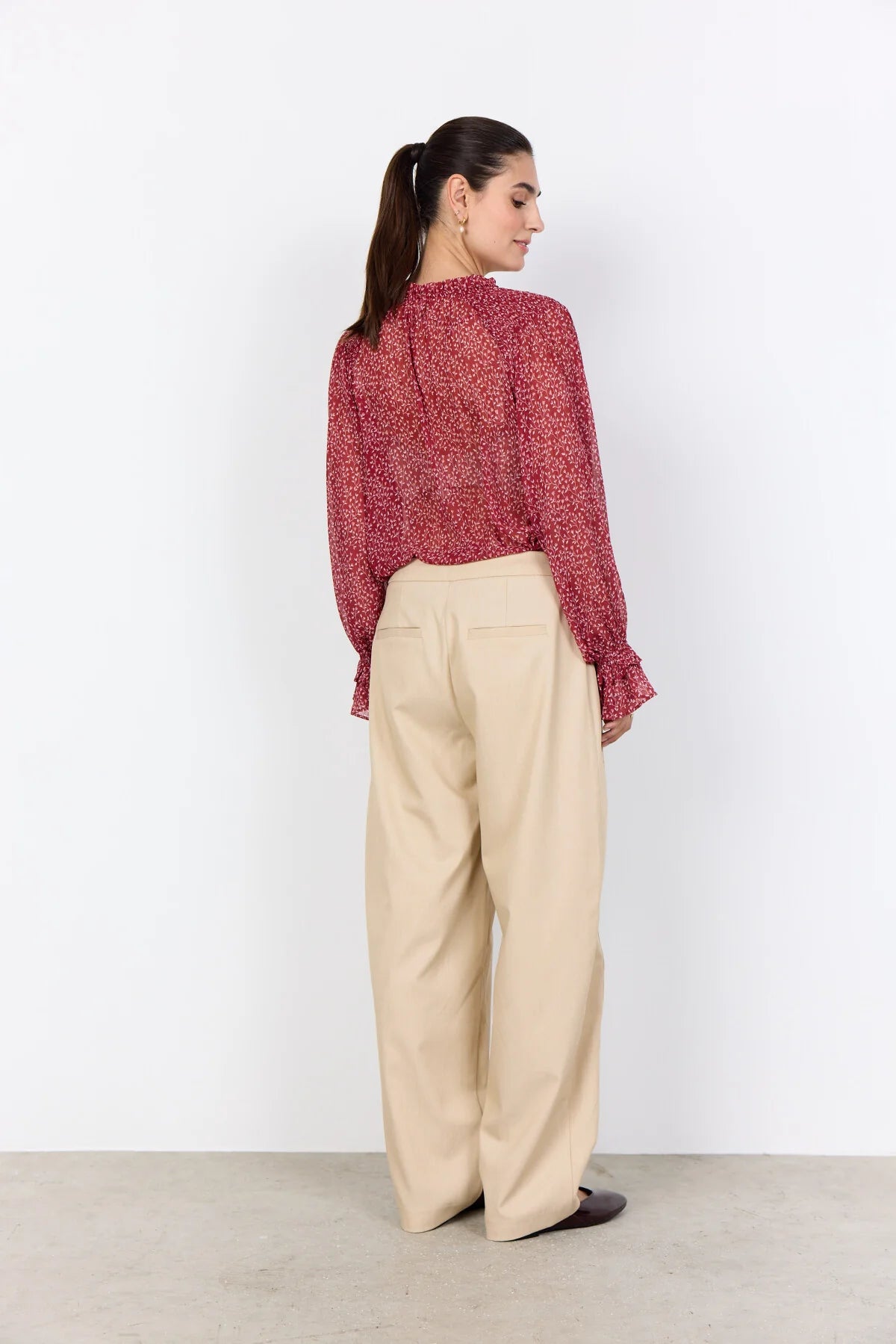 Bebbie Flutter Sleeve Blouse - Ruby Red