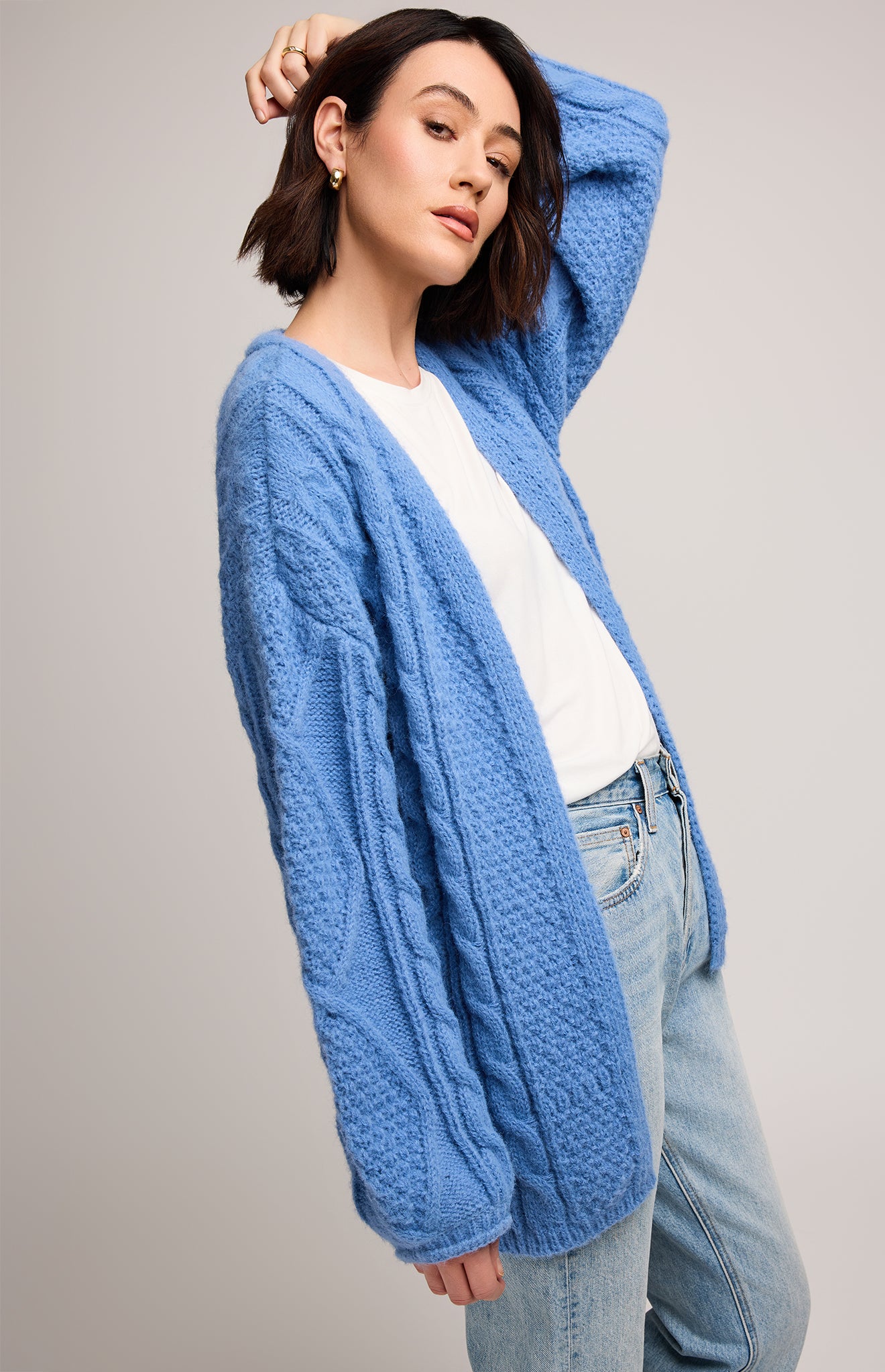 Betty Cable Cardigan - Pacific Blue