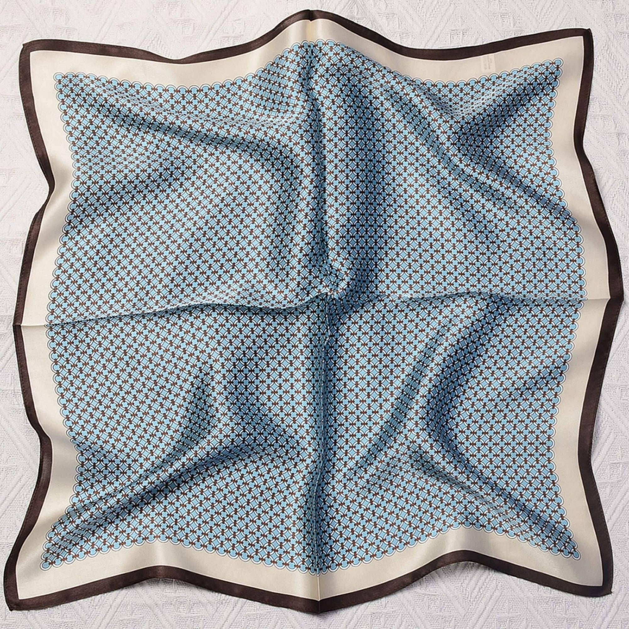 Mulberry Silk Scarf - Blue Geometric Print