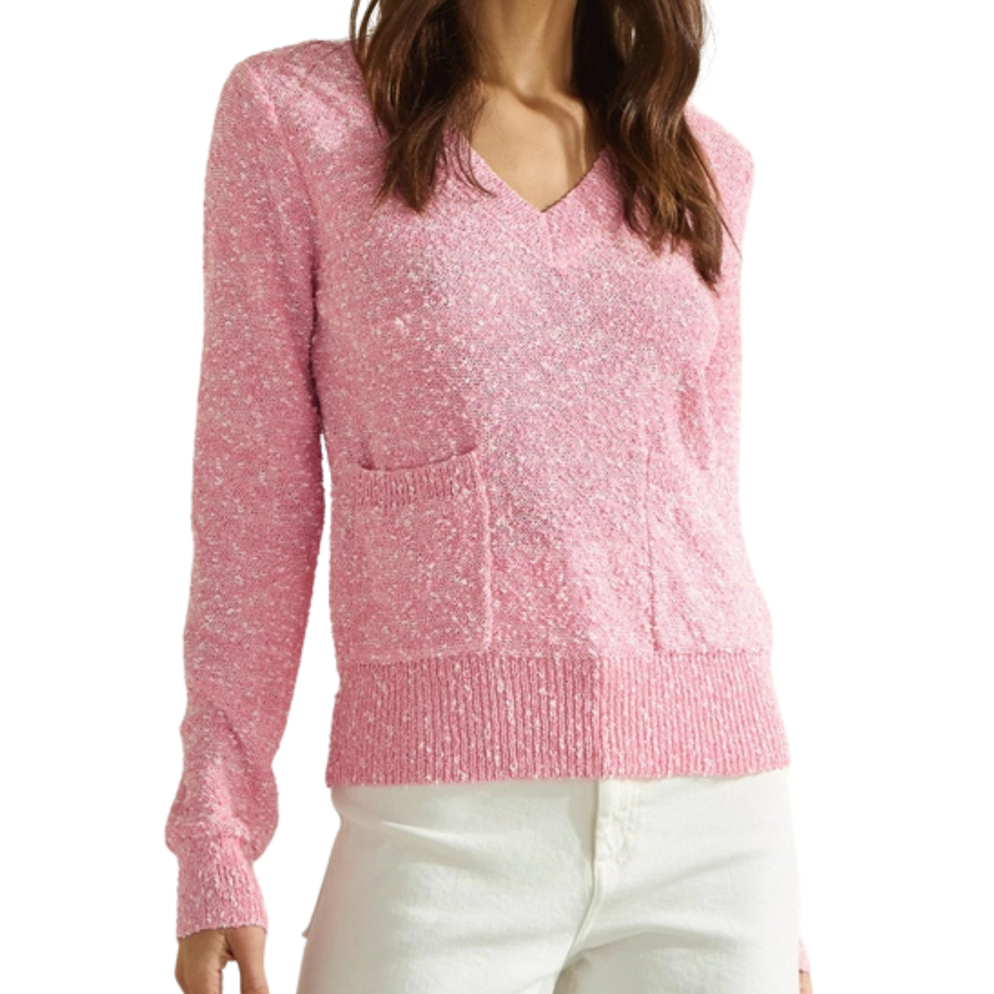 Kit Boucle Knit Sweater in Pink