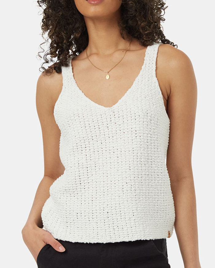 Boucle Sweater Tank in White