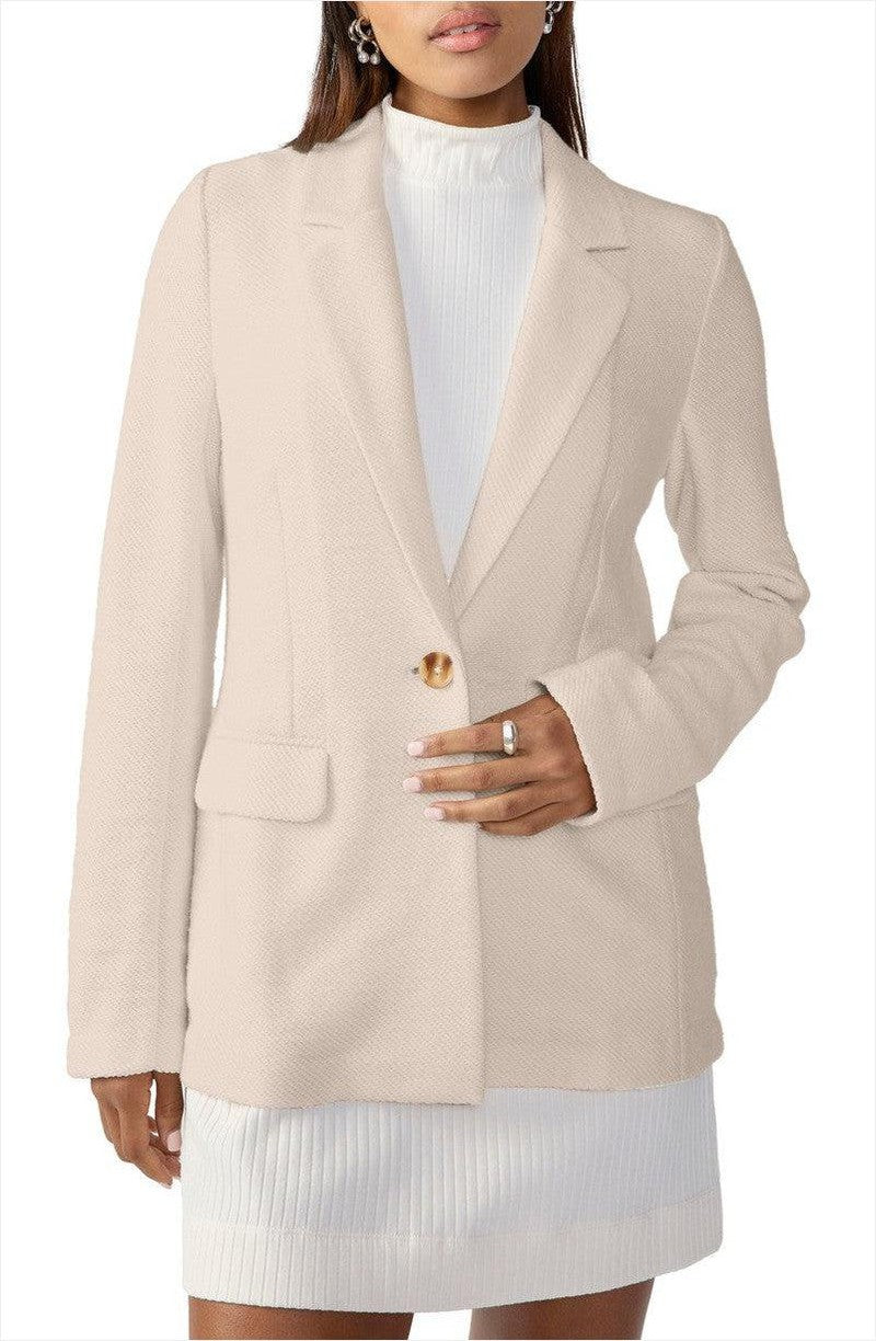 Bryce Knit Woven Blazer in Toasted Marshmallow