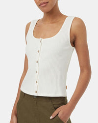 Button Tank in White