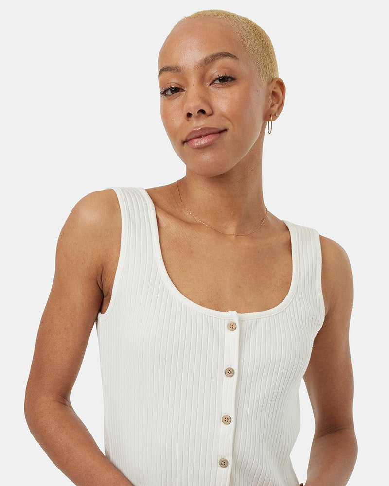 Button Tank in White