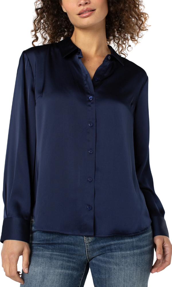 Button Front Shirt- Navy