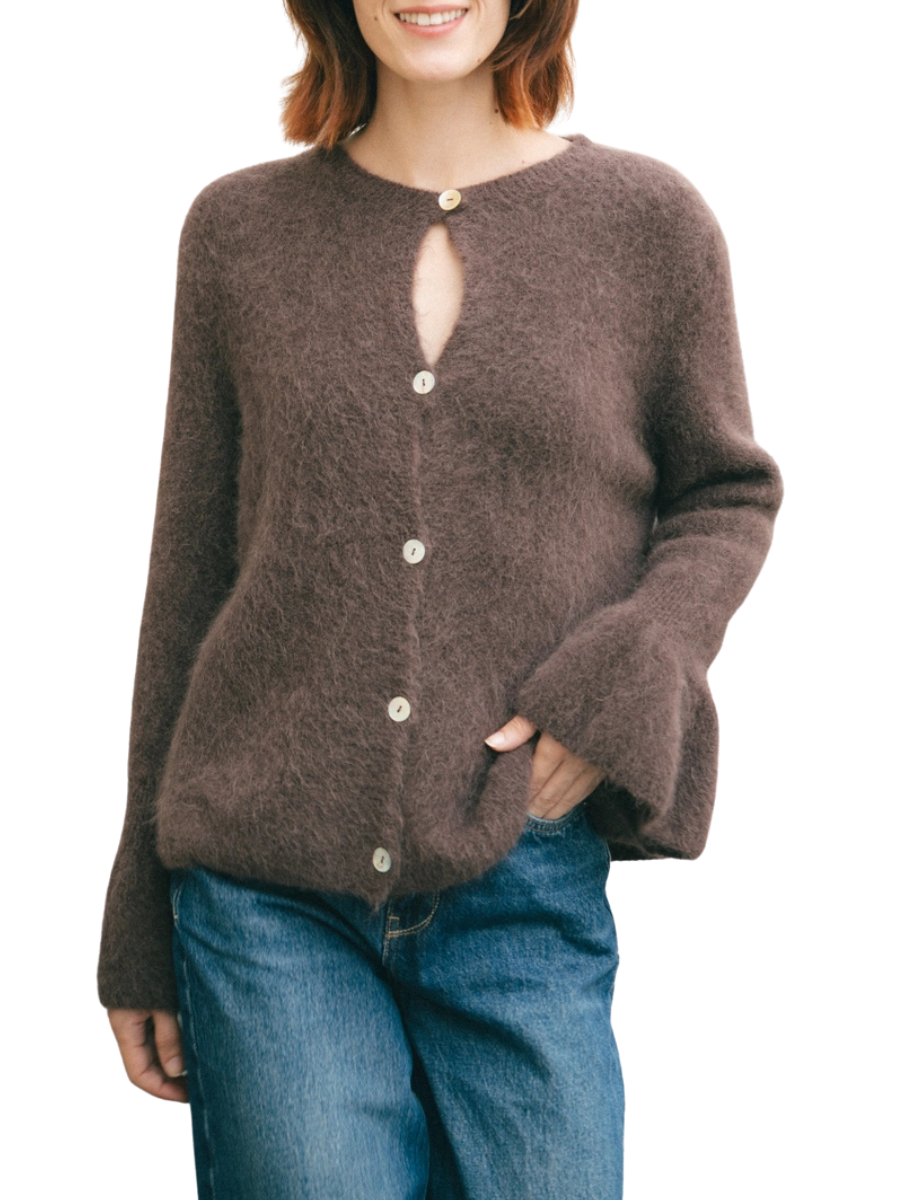Julia Buttoned Cardigan - Chocolate