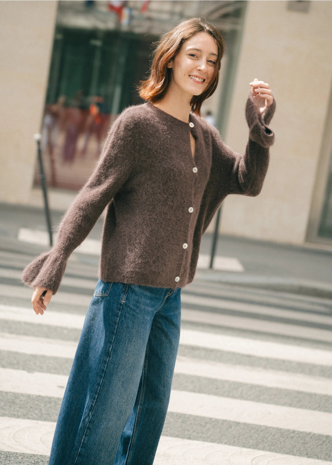 Julia Buttoned Cardigan - Chocolate