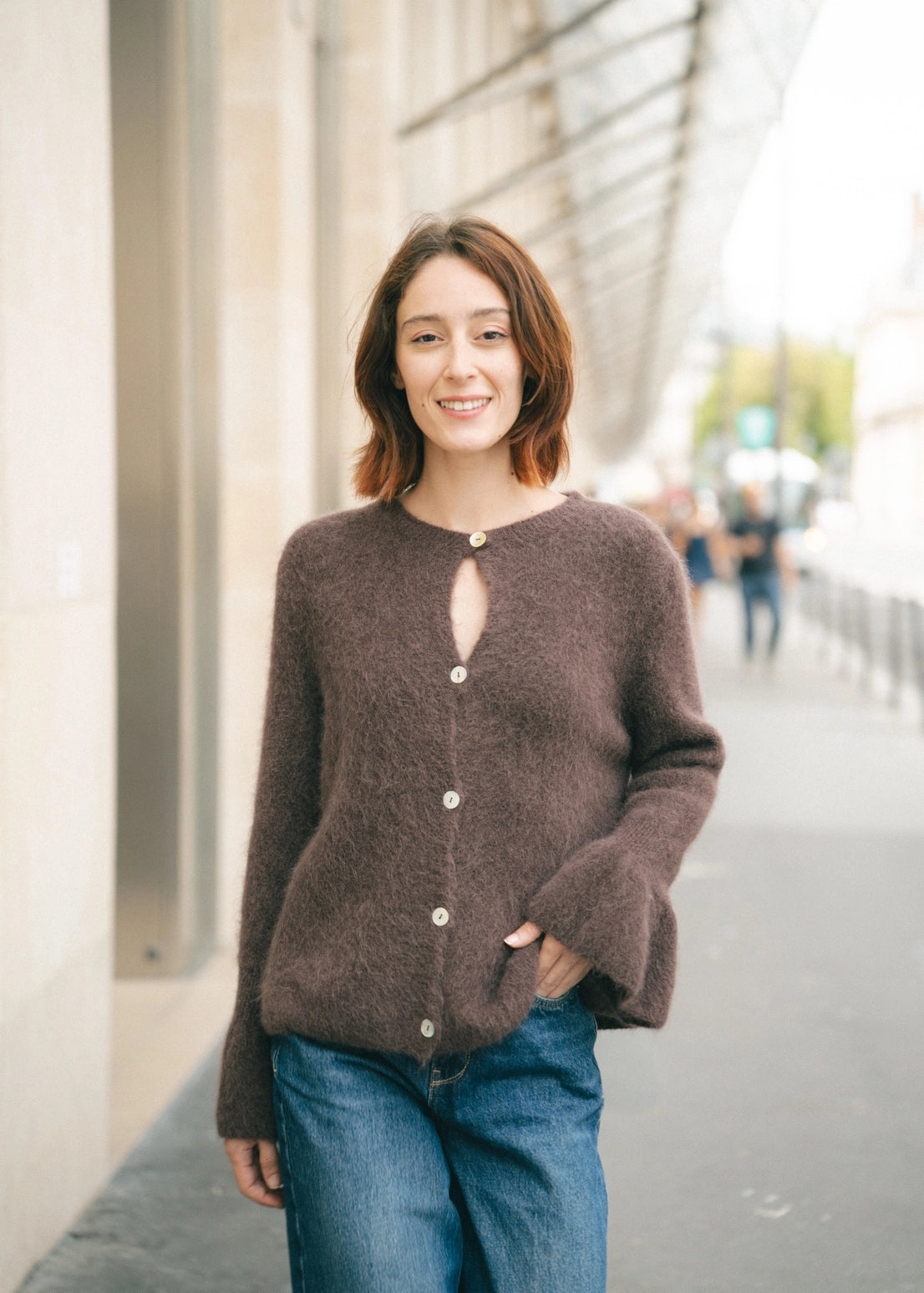 Julia Buttoned Cardigan - Chocolate