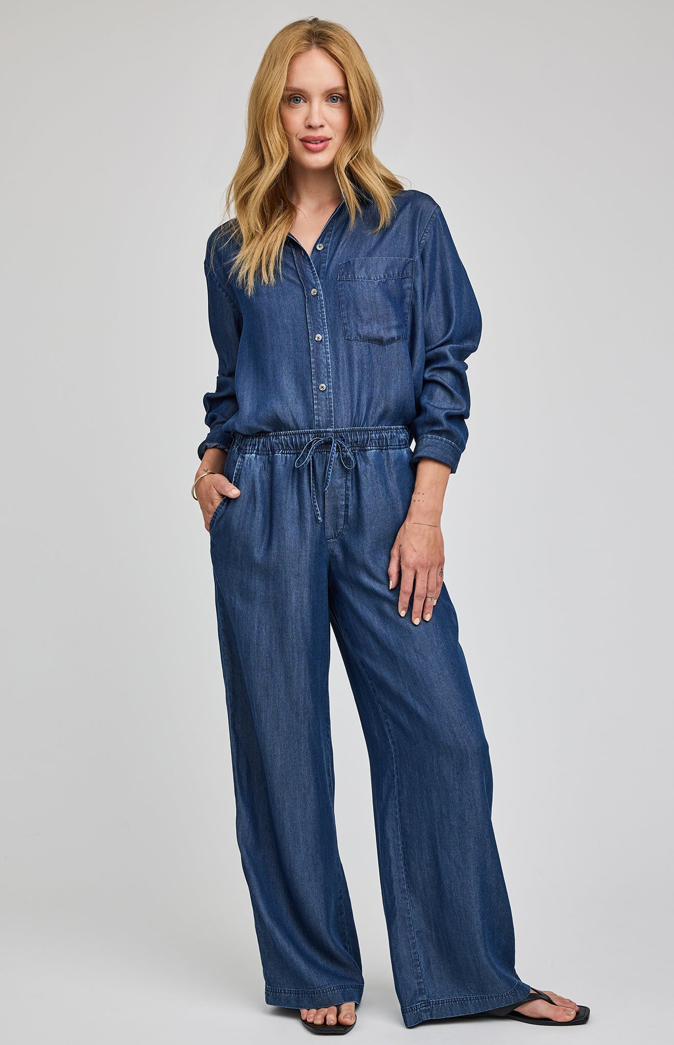 Camille Tencel™ Wide Leg Pant - Dark Blue