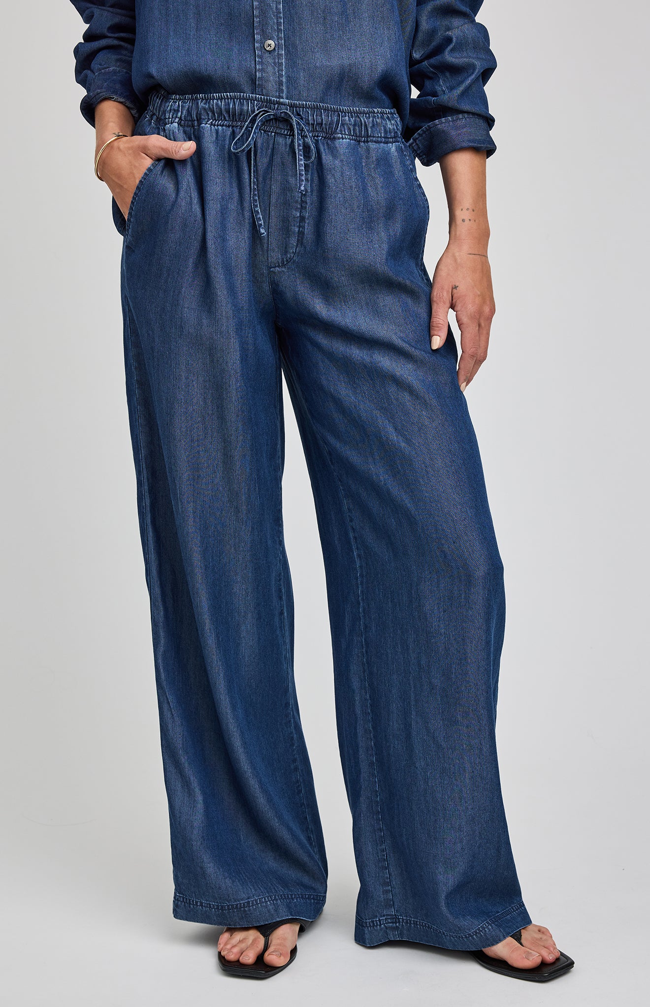 Camille Tencel™ Wide Leg Pant - Dark Blue