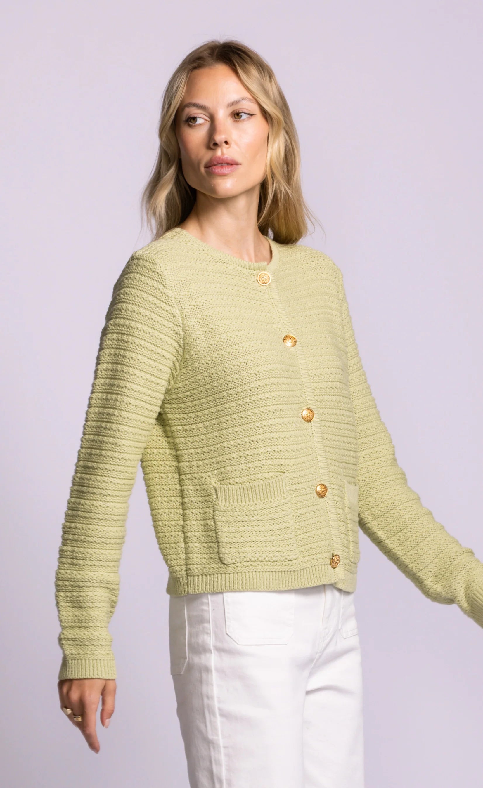 Cleo Button Sweater- Green