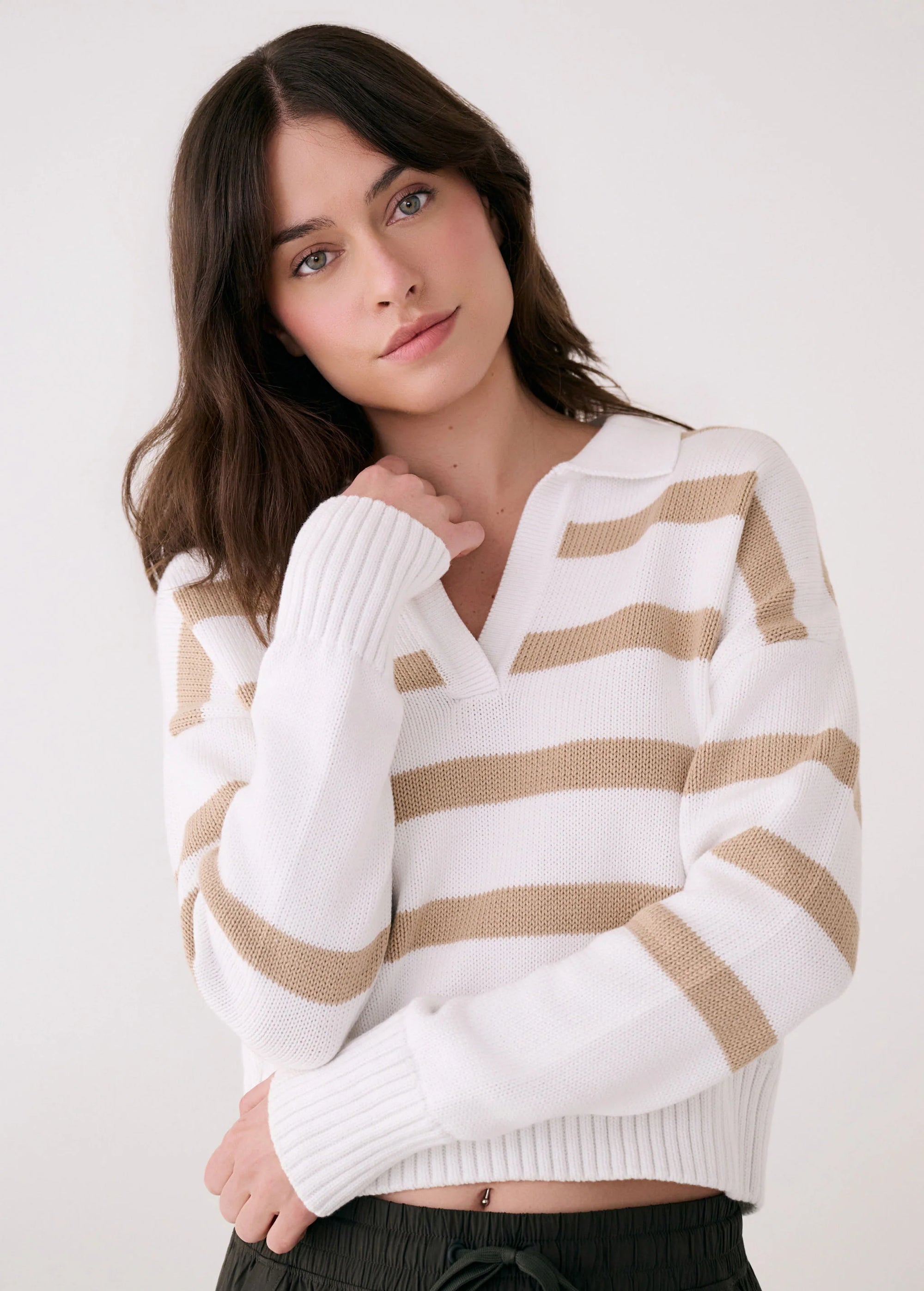 Club Knit Polo - White/Beige