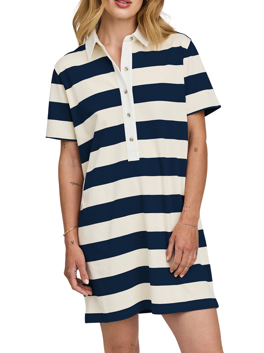 Colbie Dress- Navy Stripe
