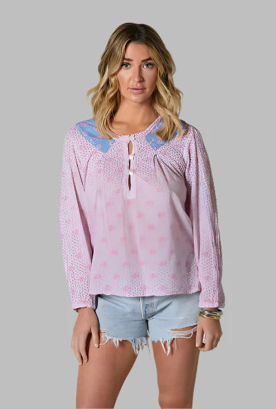Cora Long Sleeve Blouse - Purple/Blue