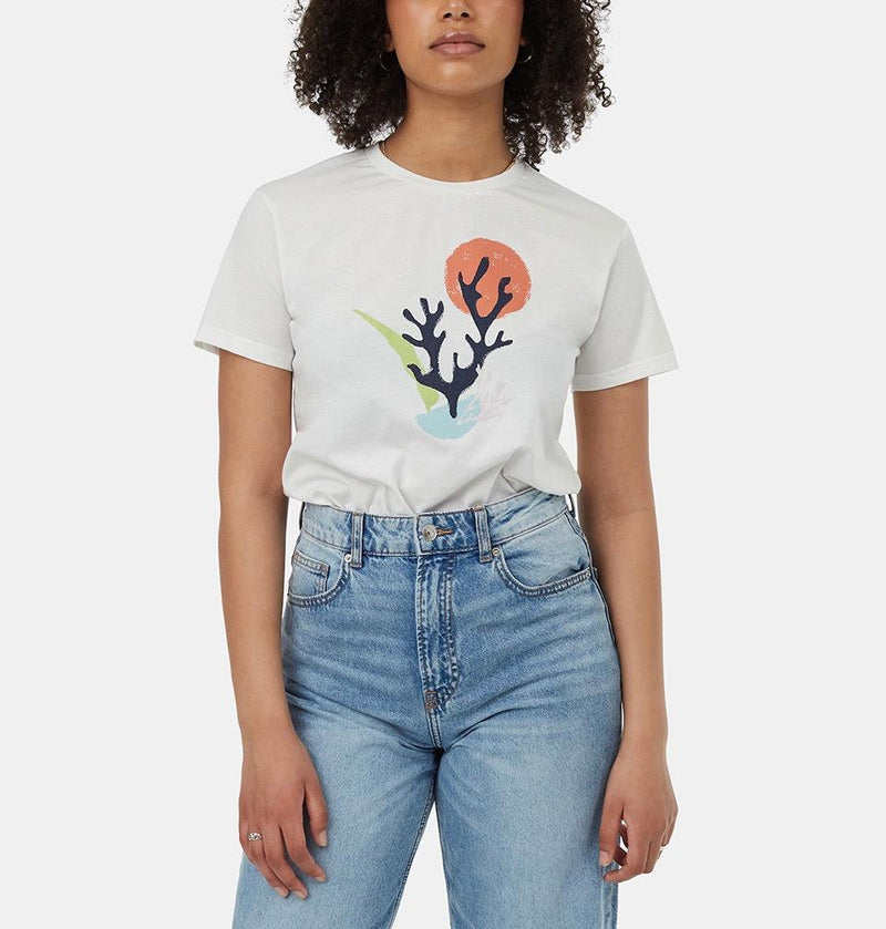 Coral T-Shirt by Ten Tree in Cloud White/ Apricot