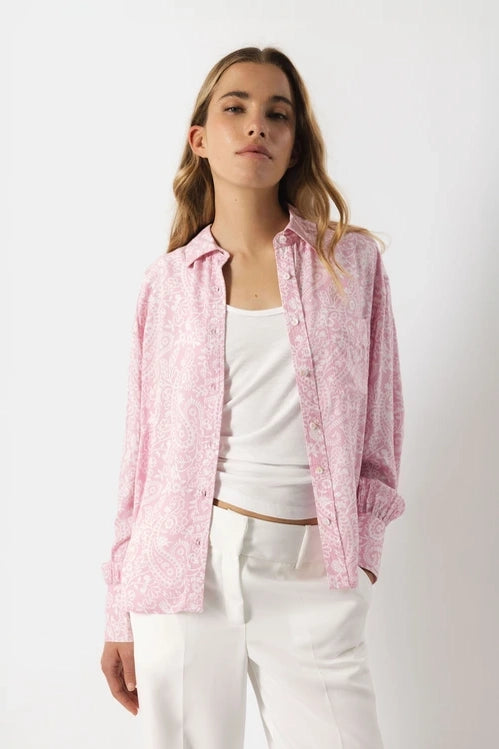 Cornucopia Print Blouse - Pale Pink