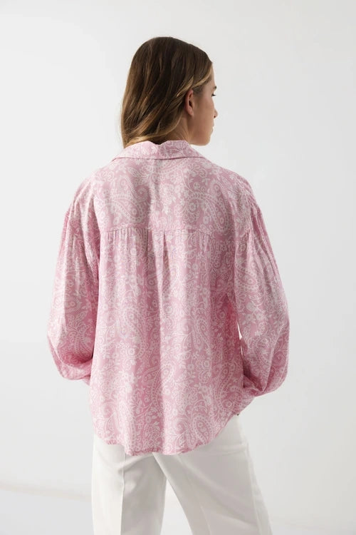 Cornucopia Print Blouse - Pale Pink