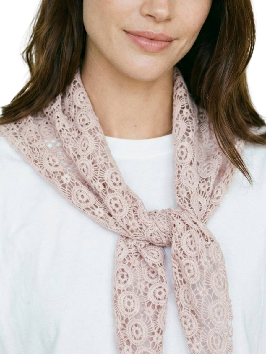 Cotton Open Knit Neck Scarf - Rose