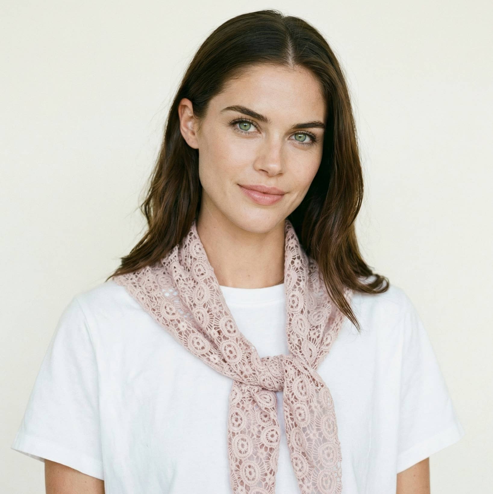 Cotton Open Knit Neck Scarf - Rose