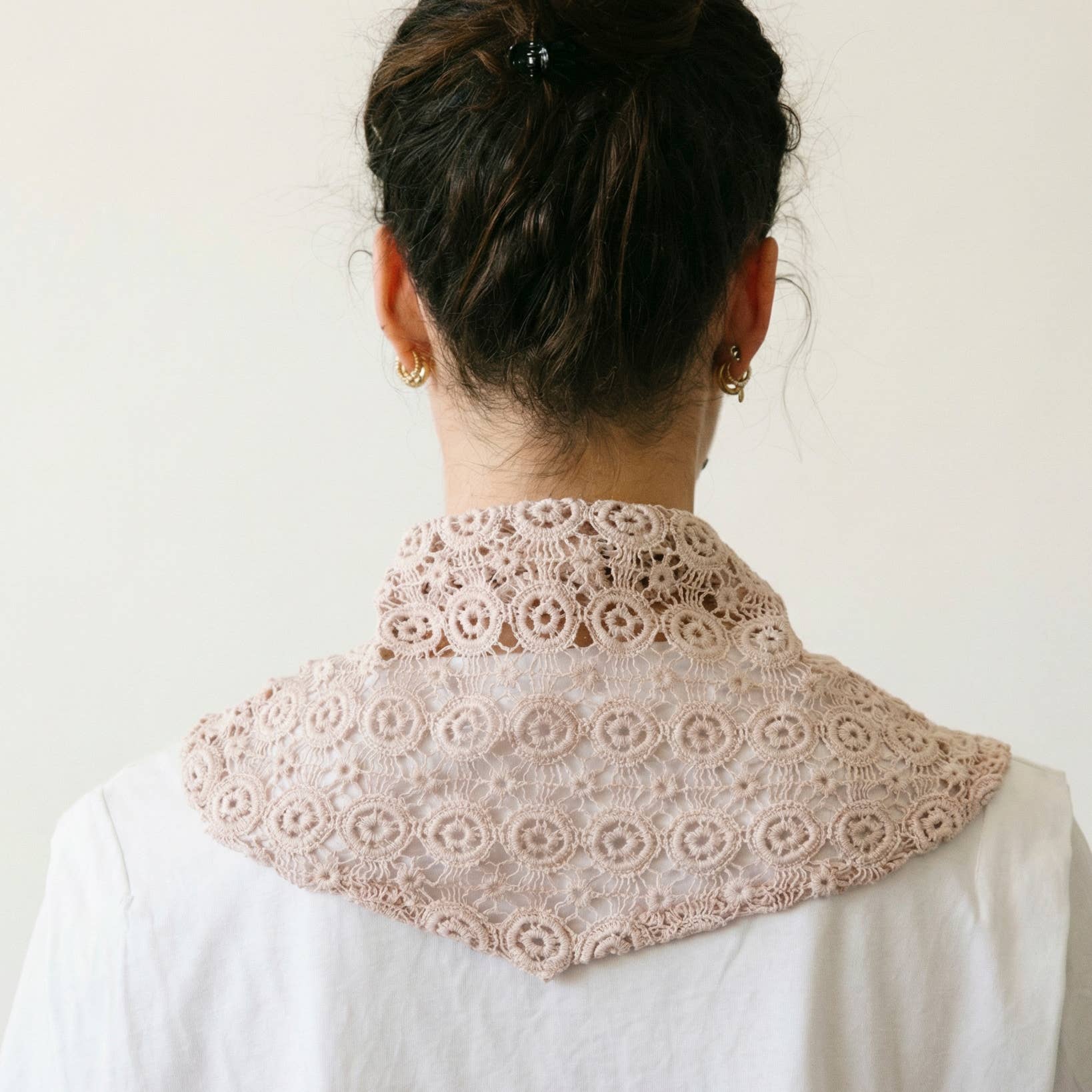 Cotton Open Knit Neck Scarf - Rose