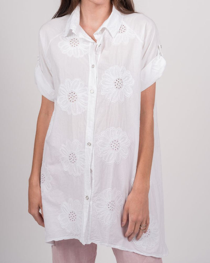 Tunic Floral Blouse in White