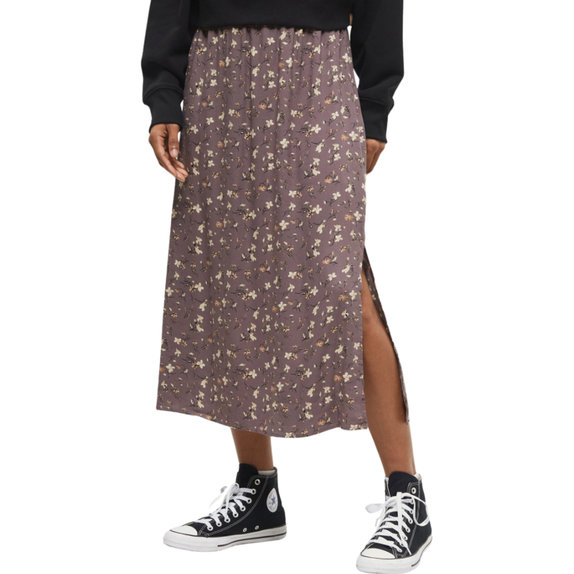 Crepe Maxi Skirt in Elkwood