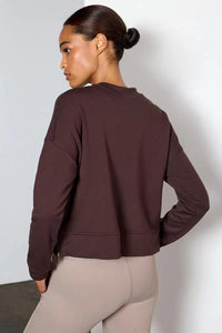 Serenity Crew with Side Zips in Choc Brown