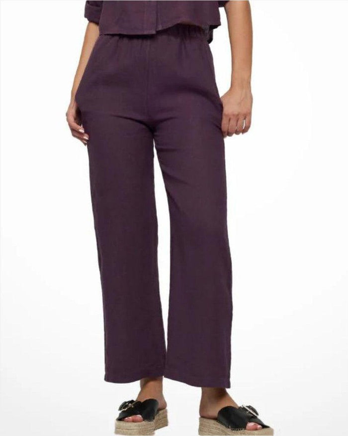 Cropped Linen Pant in Deep Violet