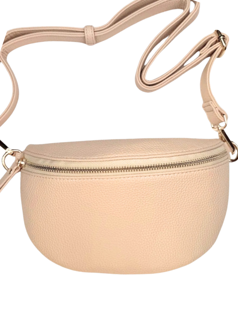 Vegan Leather Crossbody Bag - Blush Pink