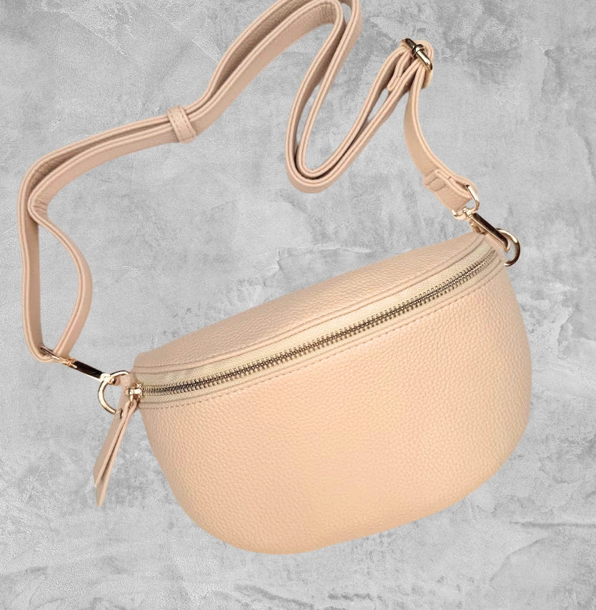Vegan Leather Crossbody Bag - Blush Pink