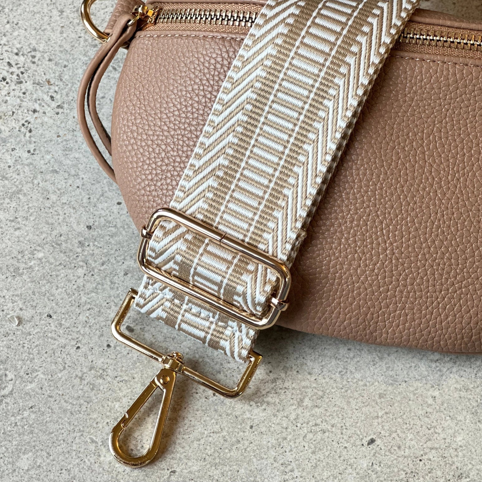 Crossbody, handbag Strap- Tan/Cream Stripe
