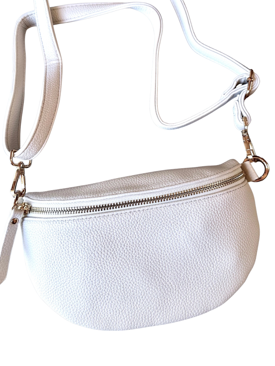Vegan Leather Crossbody Bag - Cream