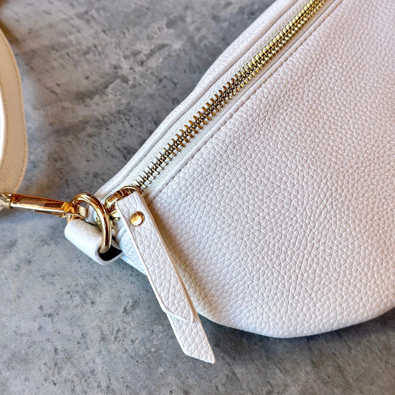 Vegan Leather Crossbody Bag - Cream