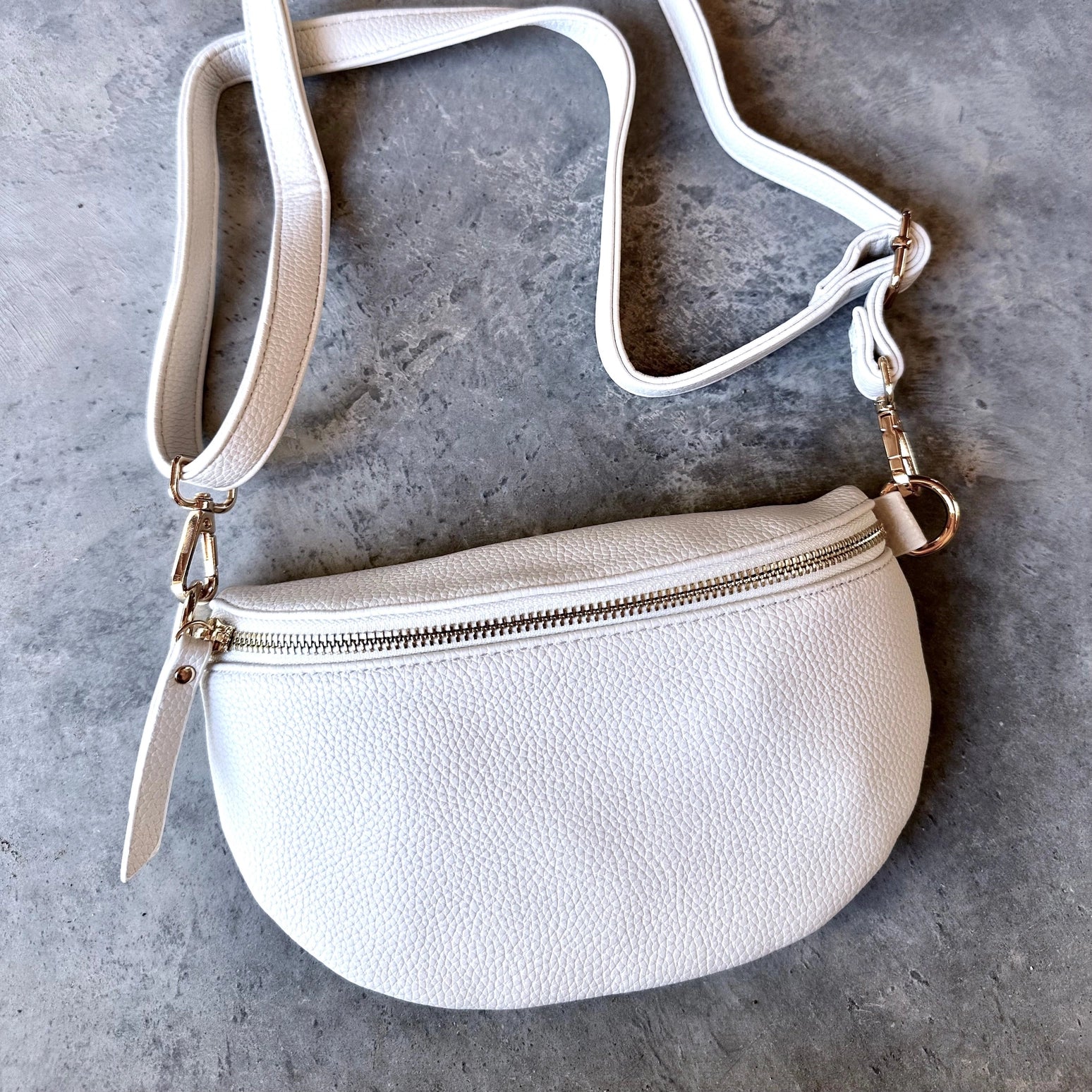 Vegan Leather Crossbody Bag - Cream