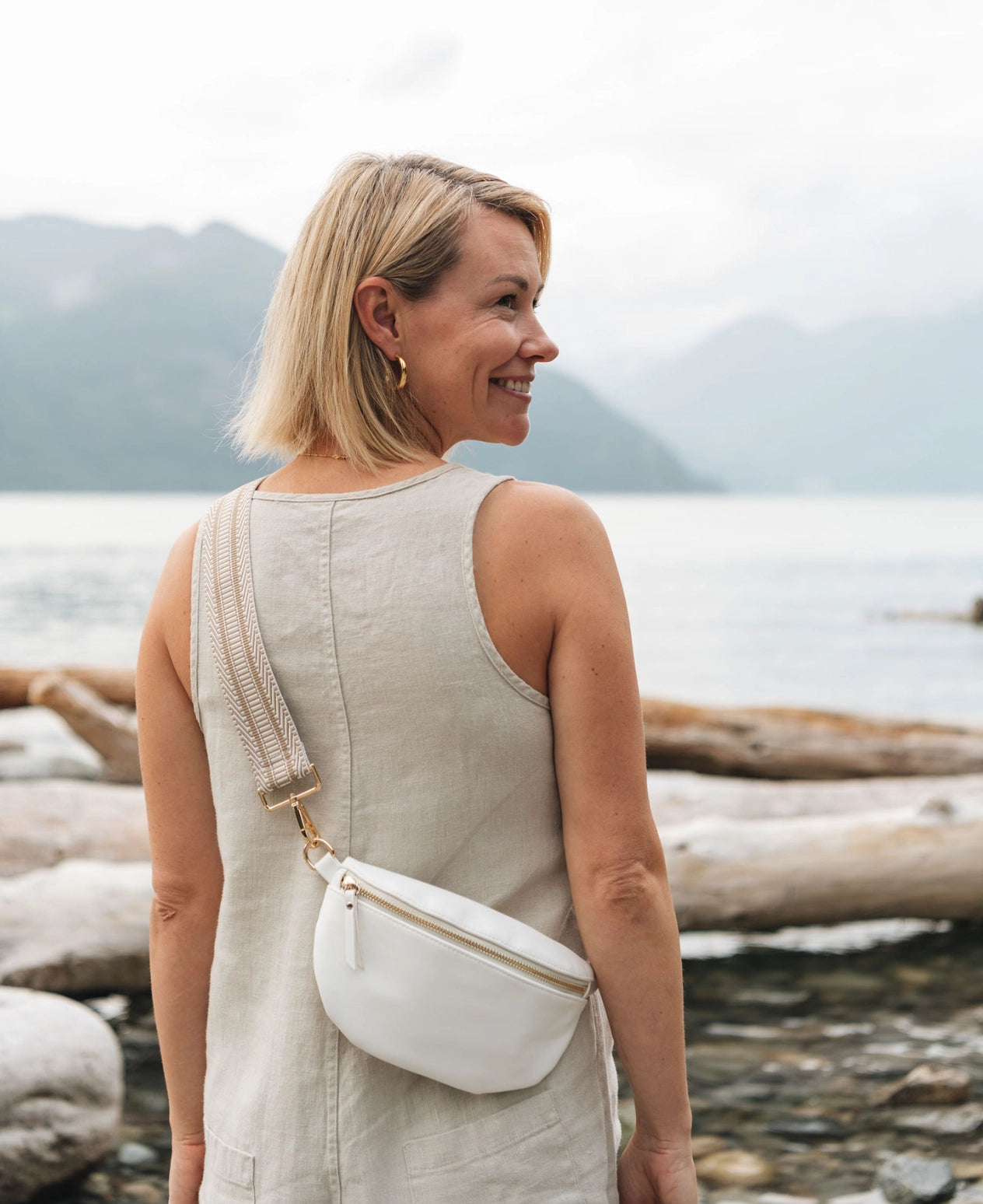 Vegan Leather Crossbody Bag - Cream