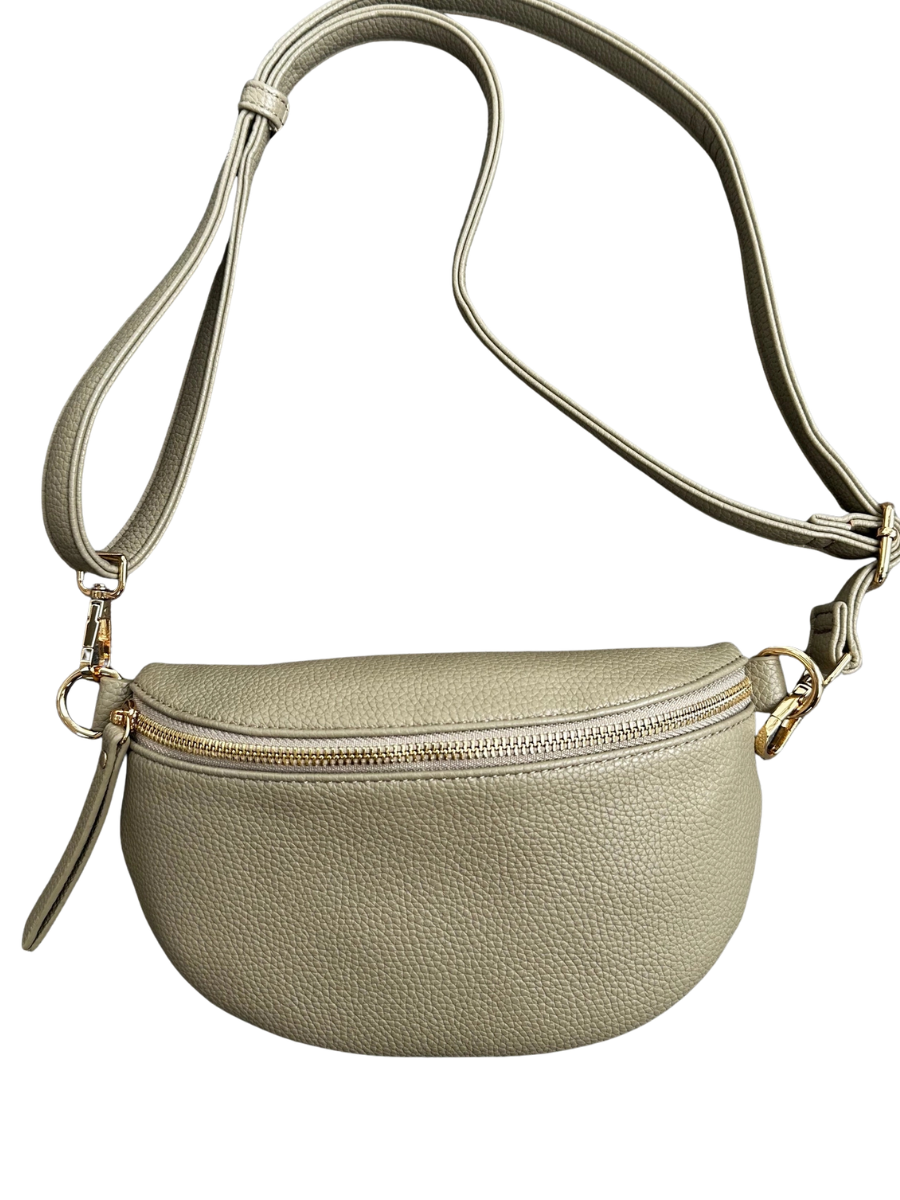 Vegan Leather Crossbody Bag - Olive Green