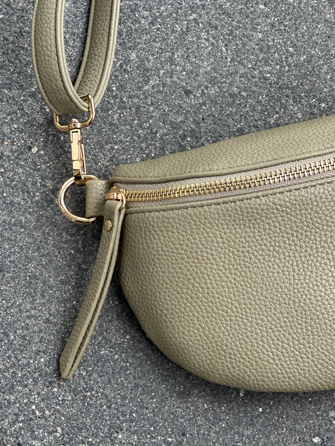 Vegan Leather Crossbody Bag - Olive Green