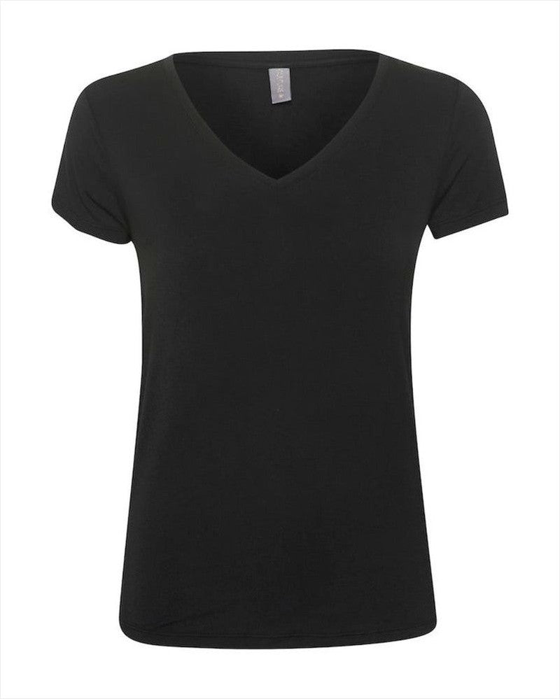 Poppy V-Neck T-Shirt in Black