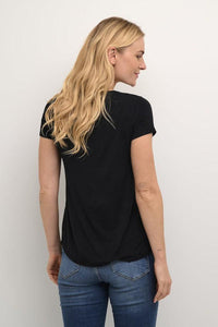 Poppy V-Neck T-Shirt in Black