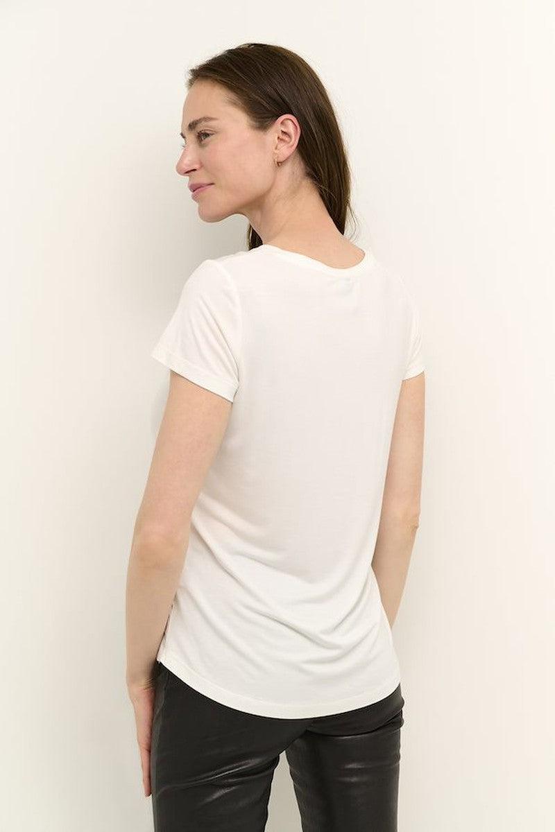 Poppy V-Neck T-Shirt in Gardenia White
