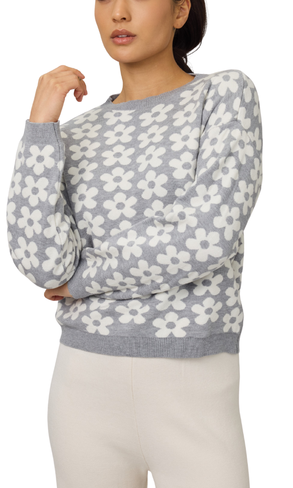 Daisy Viscose Crew Knit - Grey