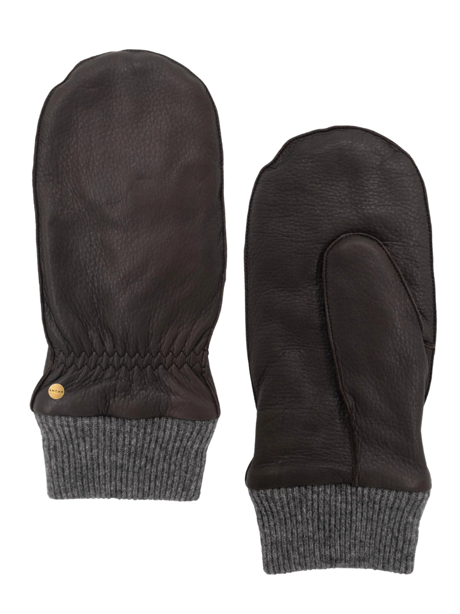 Delta Leather Mittens - Chocolate Brown