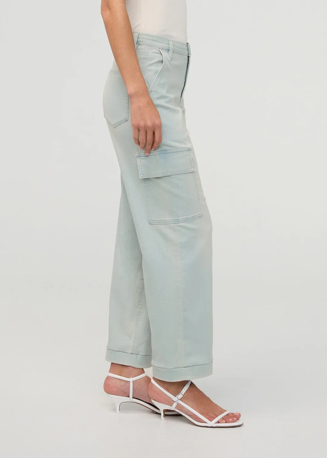High Waist Denim Lite Cargos- Palisade Blue
