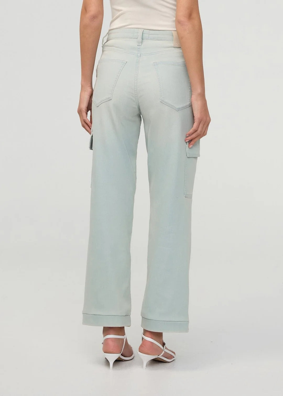 High Waist Denim Lite Cargos- Palisade Blue