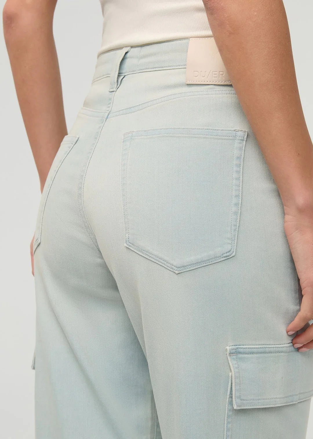 High Waist Denim Lite Cargos- Palisade Blue